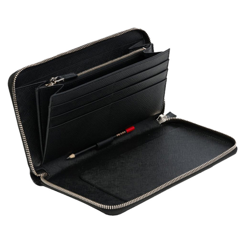 prada /普拉达男士黑色牛皮钱夹 美欧汇奢海外钱包