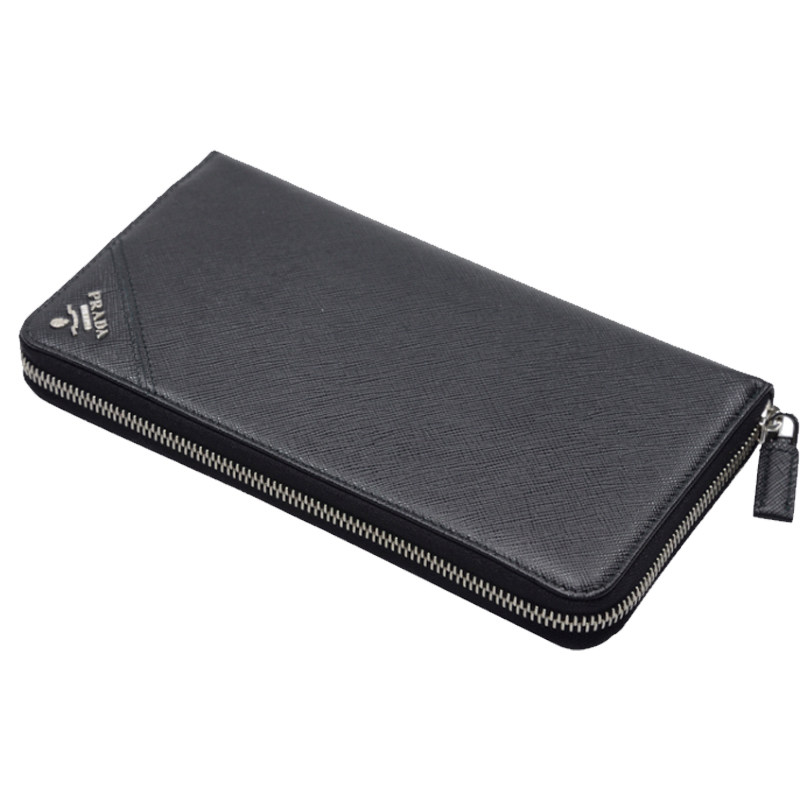 prada /普拉达男士黑色牛皮钱夹 美欧汇奢海外钱包