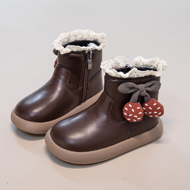 儿童蕾丝棉靴2025秋冬新款女童加绒保暖皮靴软底防滑公主甜美短靴,淘宝优惠券,粉丝福利购,淘宝优惠卷