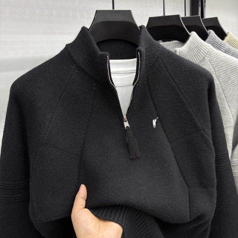 【奥莱品牌折扣】保罗男士半拉链羊毛衫冬季加厚针织衫立领毛衣潮,淘宝优惠券,粉丝福利购,淘宝优惠卷