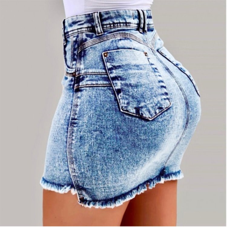 summer short denim skirt jeans skirts for women性感牛仔短裙-图1