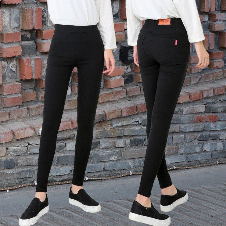 black highwaist long pants for women紧身黑色铅笔裤弹力小脚裤