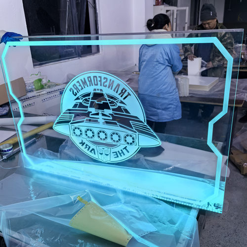 LED透明亚克力发光吊牌导光指示牌定制激光扫描打点雕刻加工 - 图0