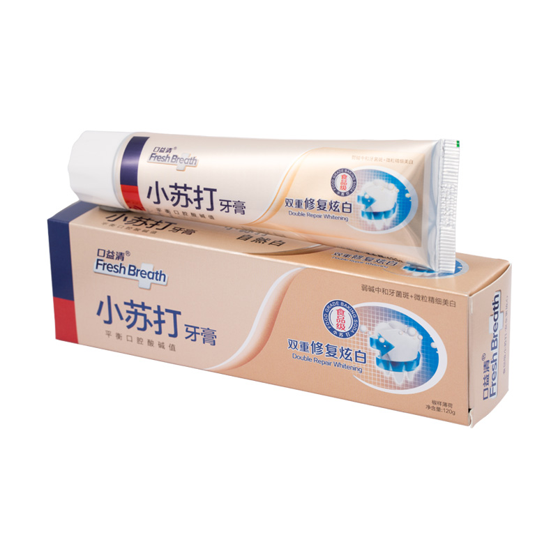 口益清小苏打洁齿牙膏亮白牙齿薄荷味冰爽持久减少牙垢买2送1