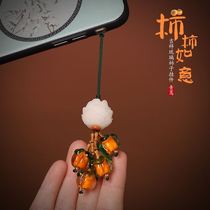 Event Ruyi Glazed Small Persimmon Mobile Phone Chain Bodhi Pendant China Wind Handmade Woven U Pan Hanging Pendant Woman