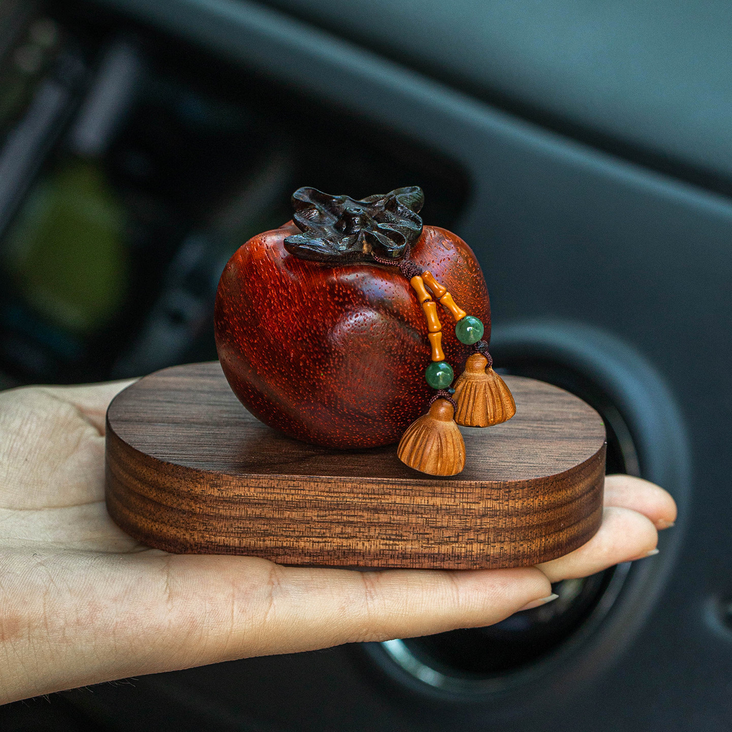 朴房柿柿如意汽车装饰品摆件高档创意车载中控台2025新款木雕饰品,淘宝优惠券,粉丝福利购,淘宝优惠卷