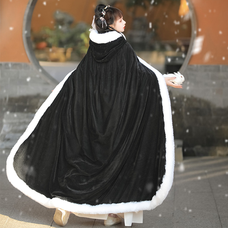 汉服红色中式长款加绒加厚古装斗篷 艾朴宁汉服