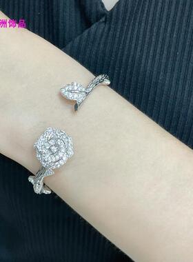 高级感绝美闪钻叶子枝蔓玫