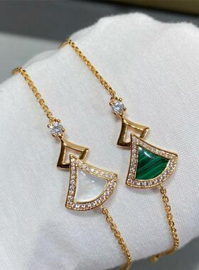 小裙子手链女纯银镀18K玫