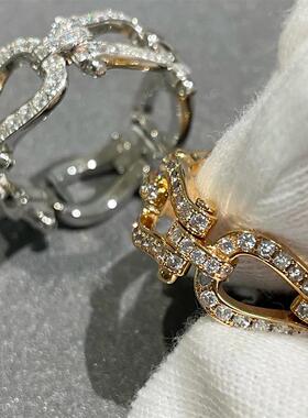 马蹄扣戒指女纯银镀18K玫