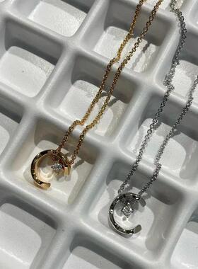 菱格纹项链女小香风镶钻水