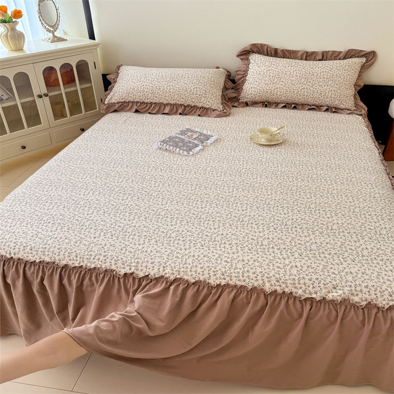 A类水洗珍珠棉单件床裙双层纱床垫保护罩三件套法式复古风床罩,淘宝优惠券,粉丝福利购,淘宝优惠卷