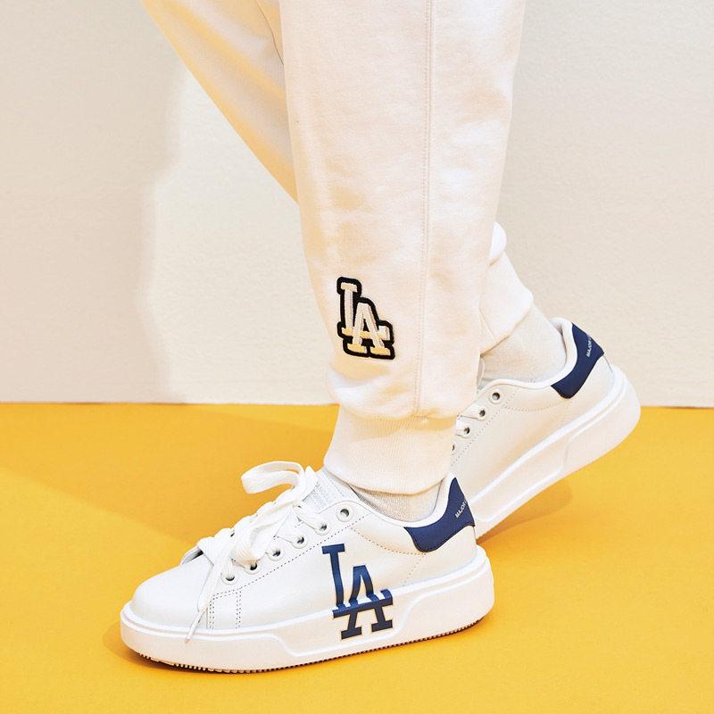正品MLB韩版LA字母厚底增高小白鞋男女运动休闲鞋小麦昆情侣板鞋