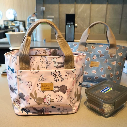 Мультяшная вместительная и большая портативная льняная сумка для матери и ребенка, барсетка, сумка для ланча для школьников, Южная Корея, сумка для еды