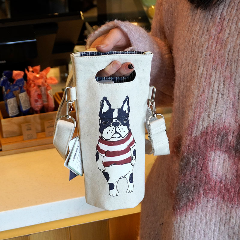 出口日本加厚老帆布可爱猫咪可斜挎水杯袋调节肩带保温学生水壶包,淘宝优惠券,粉丝福利购,淘宝优惠卷
