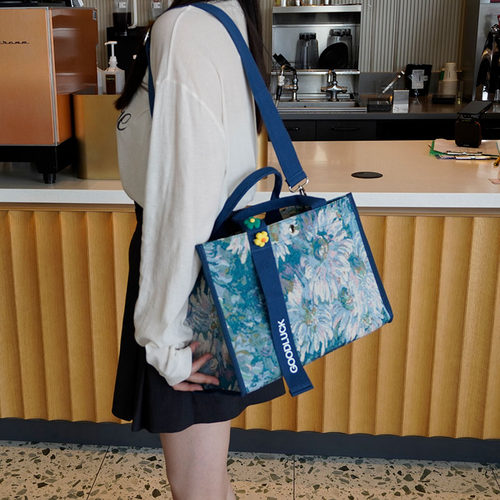 小众日系多隔层大容量防水手提包经典A4包手提饭盒袋百搭可斜挎 - 图1