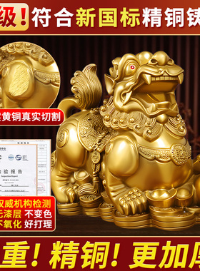 招财黄铜貔貅摆件公母一对办公室