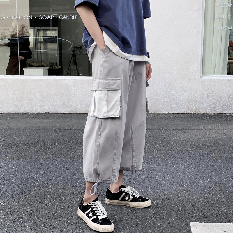 工装裤子男痞帅七分宽松直筒八分裤 纽萨格休闲裤