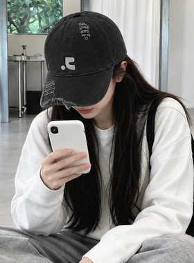 美式复古做旧刺绣棒球帽女