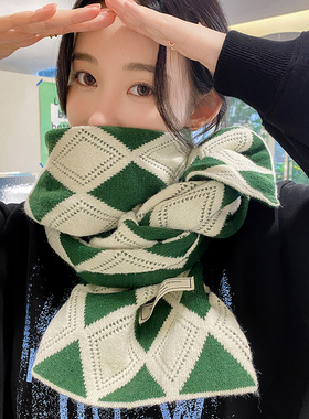 绿色显白围巾女冬季2026新款