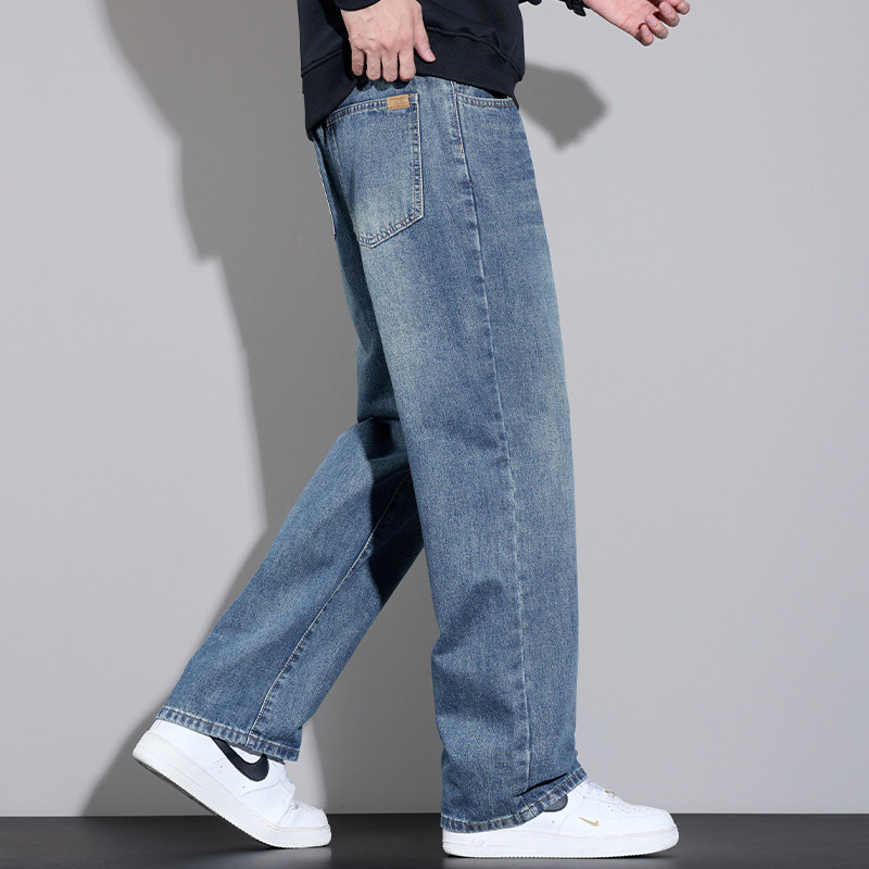 牛仔裤男士秋季宽松直筒休闲长裤2025新款美式复古耐磨工作裤子男