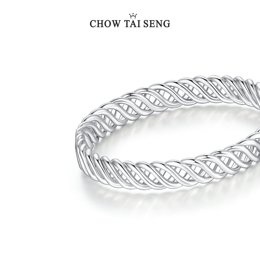 周大生s925简约情侣一对小众银戒指 周大生饰品戒指/指环