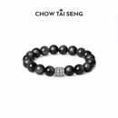 周大生黑曜岩手串男款纯银S925