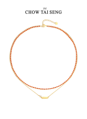 生日礼物周大生纯银红绳项链女