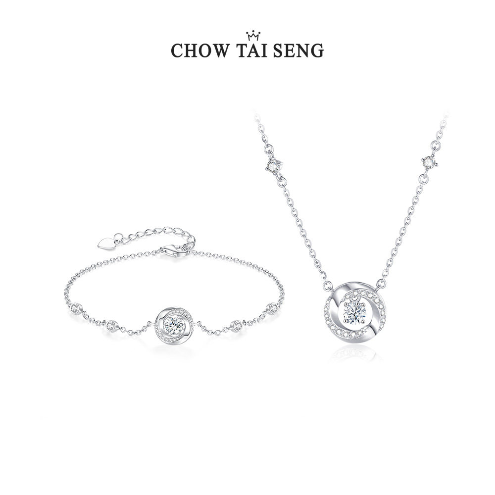 周大生莫比乌斯三秒心动手链女纯银轻奢项链设计感生日礼物送女友