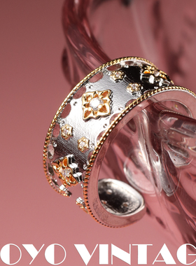 复古风法式中古店个性开口大戒指