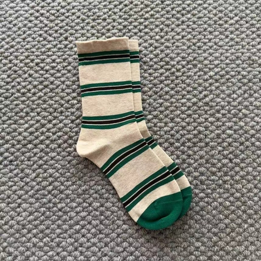 诗歌兰深圳高货抗起球棉撞色条纹袜百搭复古风松口中筒袜女外穿潮,淘宝优惠券,粉丝福利购,淘宝优惠卷