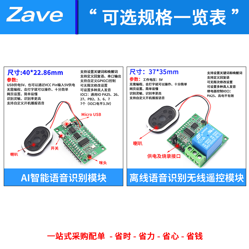 AI智能语音识别模块离线语音控制模块语音识别开关模块声控开发板 - 图3