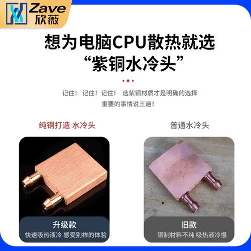 紫铜水冷头40*40 40*80 吸热液冷CPU半导体制冷片散热器 模具水冷 - 图0