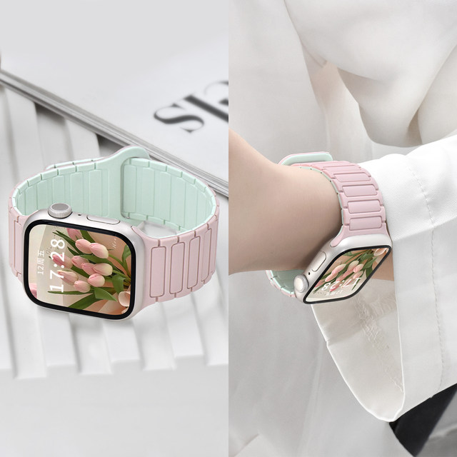 Suitable for iWatch second generation three-strain silicone magnetic watch strap
