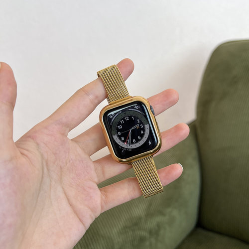 适用于苹果手表applewatchS10/11小蛮腰米兰尼斯细表带iwatch9/8/7/6高级金属不锈钢表带硅胶保护壳套装女 - 图0