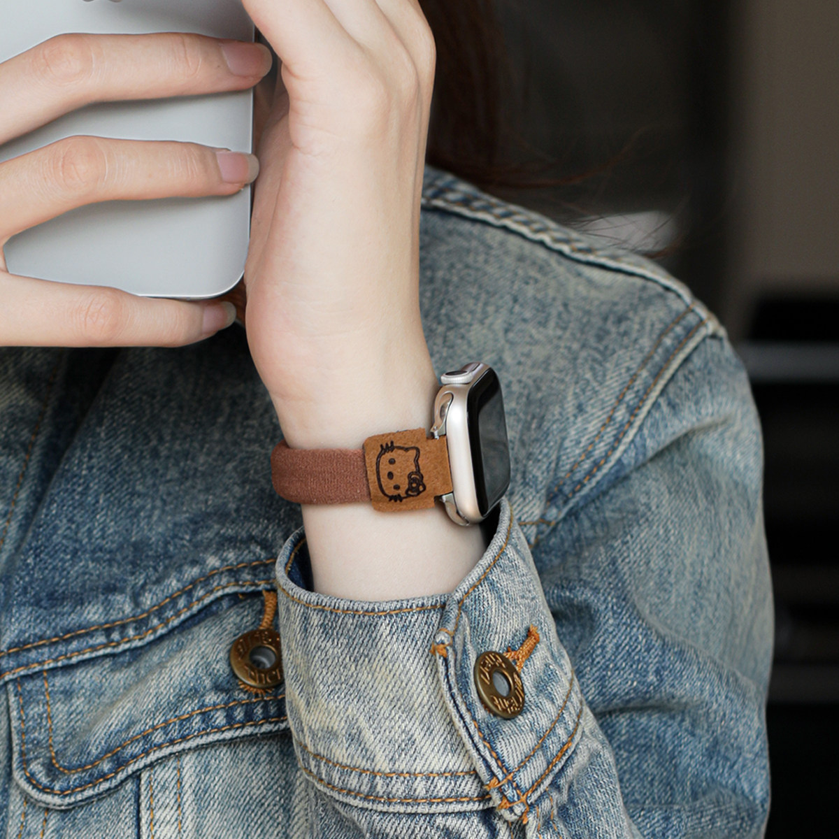 适用iWatch10尼龙弹力表带可爱kitty猫皮筋发圈苹果手表S11柔软创意百搭彩色applewatch9/8/7/6/se秋冬腕带女,淘宝优惠券,粉丝福利购,淘宝优惠卷