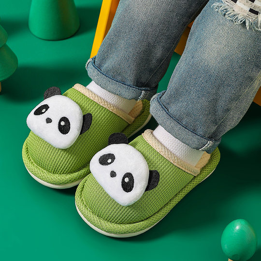 Cartoon children's autumn and winter linen slippers