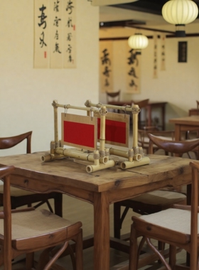 中式古风竹制桌面立牌