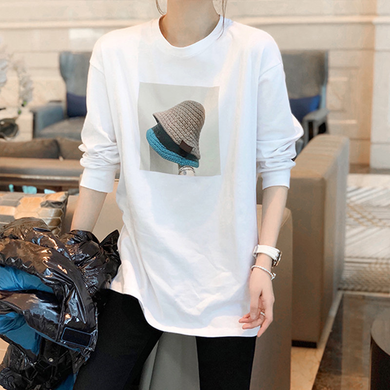 白色t恤印花设计感小众内搭打底衫 秋寸T恤