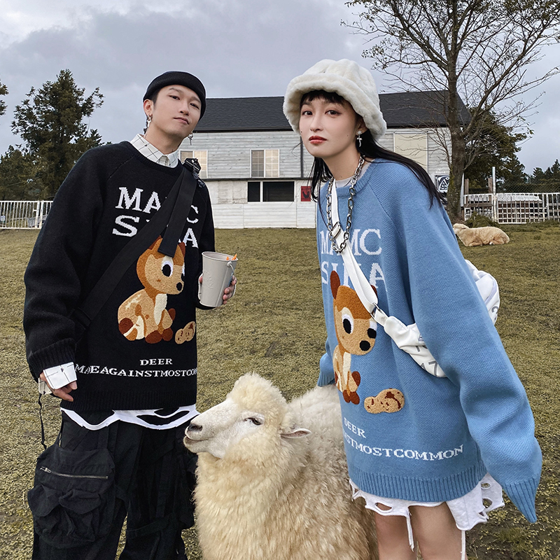 mamc国潮小鹿卡通宽松秋冬季毛衣 mamc针织衫/毛衣