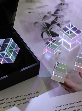 创意镀彩立方体玻璃装饰摆件