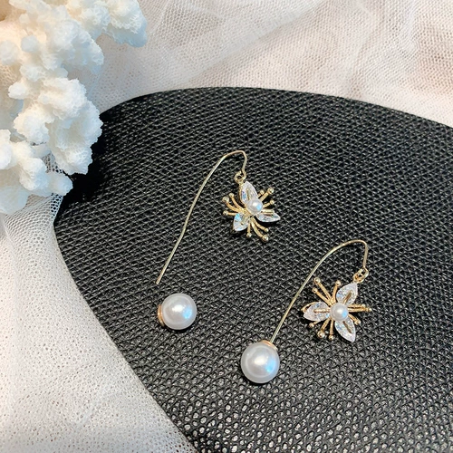 Длинные универсальные серьги из жемчуга, в цветочек