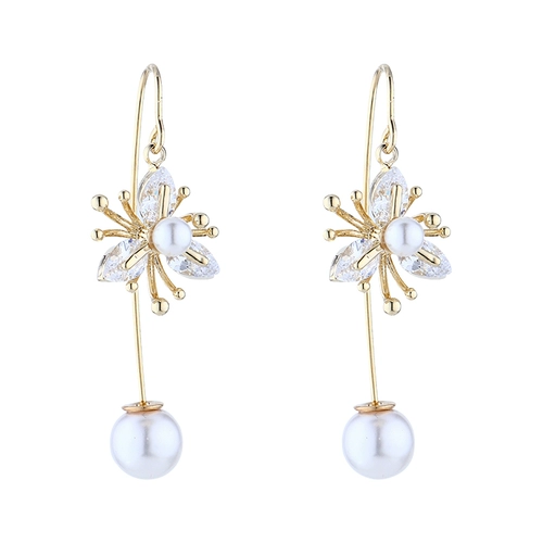 Длинные универсальные серьги из жемчуга, в цветочек