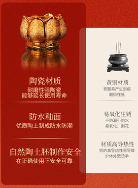 陶瓷莲花供佛家用室内香薰炉