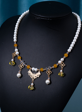 金色南瓜珠项链古风流苏吊坠