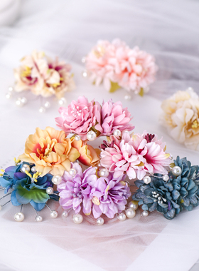 古风汉服点缀森系仿真花饰品发簪
