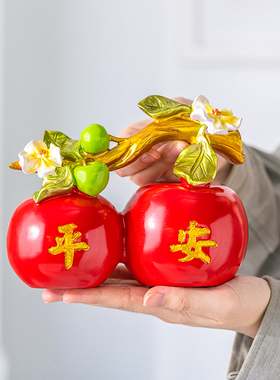 福禄平安苹果车载小摆件中式桌面客厅电视柜装饰礼品茶桌茶盘摆件