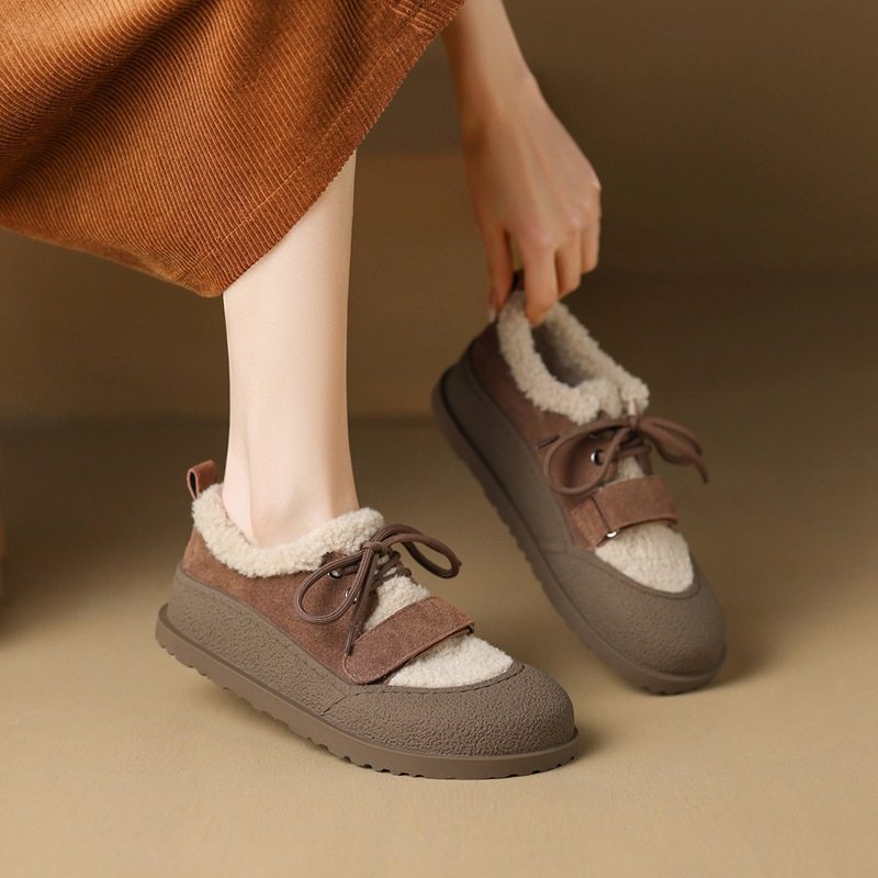 ZHR休闲鞋女2023年秋冬新款潮流休闲百搭保暖魔术贴平底毛毛棉鞋,淘宝优惠券,粉丝福利购,淘宝优惠卷