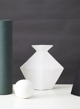 绝美陶瓷花盆现代简约粗陶瓷花瓶 创意时尚插花干花花器 客厅餐桌