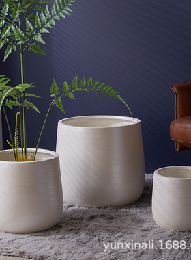 绝美陶瓷花盆新款镁泥花盆大口径北欧家居装饰多件组合摆件室内